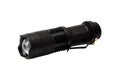 Black aluminium flashlight isolated on white Royalty Free Stock Photo