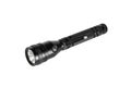 Black aluminium flashlight isolated on white