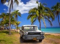 Black american classic car on Royalty Free Stock Photo