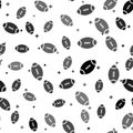 Black American Football ball icon isolated seamless pattern on white background. Vector Illustration Royalty Free Stock Photo