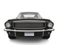 Black American vintage muscle car - front view closeup shot Royalty Free Stock Photo