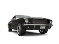 Black American vintage muscle car - low angle shot Royalty Free Stock Photo