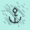 Black Anchor icon isolated on green background. Glitch style. Vector Illustration Royalty Free Stock Photo