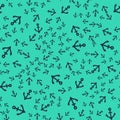 Black Anchor icon isolated seamless pattern on green background. Vector Royalty Free Stock Photo