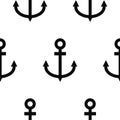 Black Anchor icon isolated seamless pattern on white background. Vector Royalty Free Stock Photo