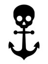 Black anchor icon with skull symbol