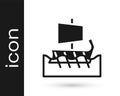 Black Ancient Greek trireme icon isolated on white background. Vector Royalty Free Stock Photo