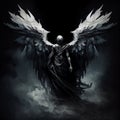 Black Angel Death Azrael Wings Archangel Mythology Religion Art Symbol Generative AI