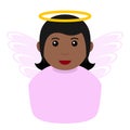 Black Angel Girl Avatar Flat Icon on White Royalty Free Stock Photo