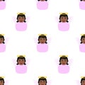 Black Angel Girl Avatar Seamless Pattern Royalty Free Stock Photo