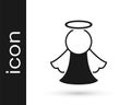 Black Angel icon isolated on white background. Vector Royalty Free Stock Photo