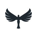 Black angel icon with majestic wings