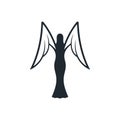 Black angel icon with white wings