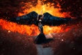 Black Angel. Pretty girl-demon Royalty Free Stock Photo