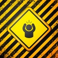 Black Anger icon isolated on yellow background. Anger, rage, screaming concept. Warning sign. Vector Royalty Free Stock Photo