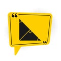 Black Angle bisector of a triangle icon isolated on white background. Yellow speech bubble symbol. Vector Royalty Free Stock Photo