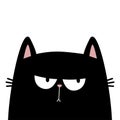 Black angry cat kitten kitty silhouette icon. Sad emotion. Cute kawaii cartoon character. Happy Valentines Day. Baby greeting card