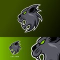 Black angry cat mascot sport gaming esport logo template for streamer squad team club