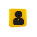 Black Angry customer icon isolated on transparent background. Yellow square button.