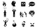 Black angry icons set