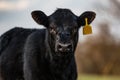 Black Angus calf close up