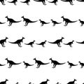 Black animal kangaroo seamless pattern Royalty Free Stock Photo