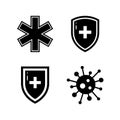 Black ans white immunity icons in flat style Royalty Free Stock Photo