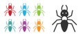 Black Ant icon isolated on white background. Set icons colorful. Vector Royalty Free Stock Photo