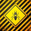 Black Ant icon isolated on yellow background. Warning sign. Vector Royalty Free Stock Photo