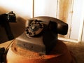 Black antique vintage analog telephone Royalty Free Stock Photo