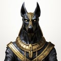 Black anubis statue with golden jewellry isolated on white created with Generative AI Royalty Free Stock Photo