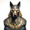 Black anubis statue with golden jewellry isolated on white created with Generative AI Royalty Free Stock Photo