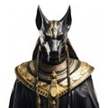 Black anubis statue with golden jewellry isolated on white created with Generative AI Royalty Free Stock Photo