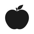 Black apple icon with leaf illustration