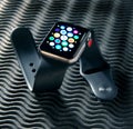 Black Apple watch on black background