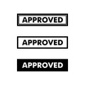 Black approved square rubber stamp isolated on white background. Vector illustration. Approved - vintage rubber stamp Royalty Free Stock Photo