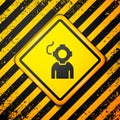 Black Aqualung icon isolated on yellow background. Diving helmet. Diving underwater equipment. Warning sign. Vector