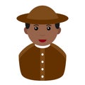 Black Archeologist Avatar Flat Icon on White