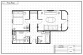 Black architecture plan of house with furniture in blueprint sketch style