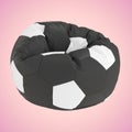 Black armchair bag with a pattern of white hexagons on a light pink background. 3d rendering