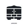black armoire isolated vector icon. simple element illustration from furniture and household concept vector icons. armoire