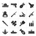 Black Army, weapon and arms Icons Royalty Free Stock Photo