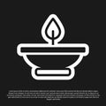 Black Aroma lamp icon isolated on black background. Vector