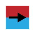 Black arrow icon in flat style in a square isolated. Royalty Free Stock Photo