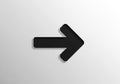 A black arrow pointing to the right, designed with a 3D effect against a light gradient background. Royalty Free Stock Photo