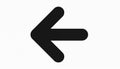 Black arrow points left on white background. Simple graphic symbol indicates direction for navigation or back button. Clean Royalty Free Stock Photo