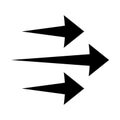 Black arrow showing air flow. Vector icon for design and applications isolated Royalty Free Stock Photo