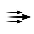 Black arrow showing air flow. Vector icon for design and applications isolated Royalty Free Stock Photo