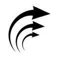 Black arrow showing air flow. Vector icon for design and applications isolated Royalty Free Stock Photo