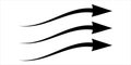 Black arrow showing air flow. Vector icon for design and applications isolated Royalty Free Stock Photo